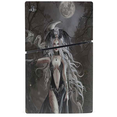 Gothic Princess with Silver Dragon by Nene Thomas PS5 Slim Digital Edition Console Skin