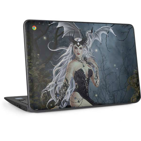 Gothic Queen with Silver Dragon by Nene Thomas HP Chromebook Skin