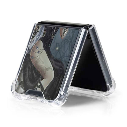 Gothic Queen with Silver Dragon by Nene Thomas Galaxy Z Flip5 5G Clear Case