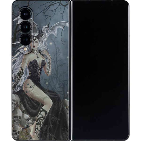 Gothic Queen with Silver Dragon by Nene Thomas Galaxy Z Fold4 5G Skin