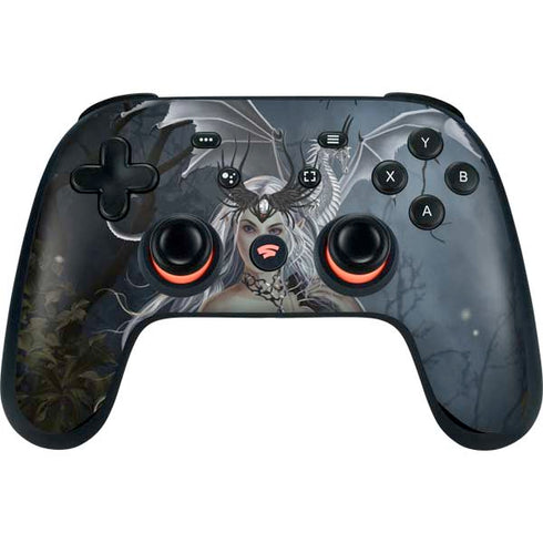 Gothic Queen with Silver Dragon by Nene Thomas Google Stadia Controller Skin