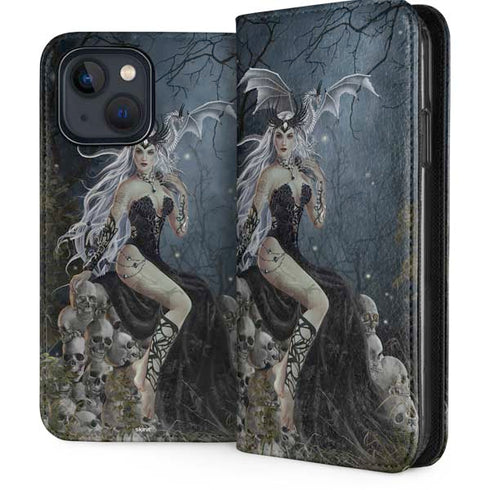 Gothic Queen with Silver Dragon by Nene Thomas iPhone 15 Plus Folio Case