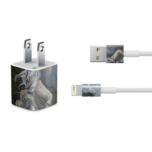 Gothic Queen with Silver Dragon by Nene Thomas iPhone Charger (5W USB) Skin