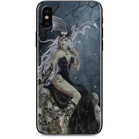 Gothic Queen with Silver Dragon by Nene Thomas iPhone X Skin