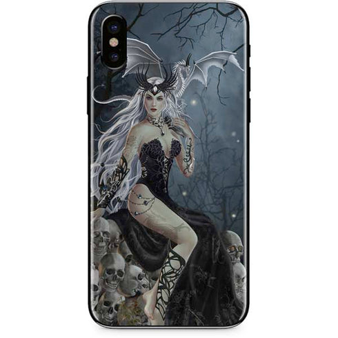 Gothic Queen with Silver Dragon by Nene Thomas iPhone XS Skin