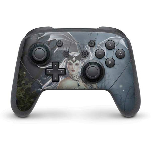Gothic Queen with Silver Dragon by Nene Thomas Nintendo Switch Pro Controller Skin