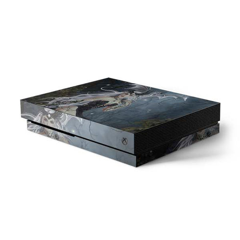 Gothic Queen with Silver Dragon by Nene Thomas Xbox One X Console Skin