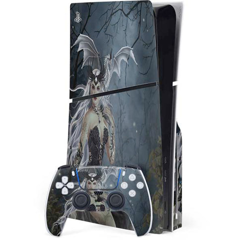 Gothic Queen with Silver Dragon by Nene Thomas PS5 Slim Disk Bundle Skin