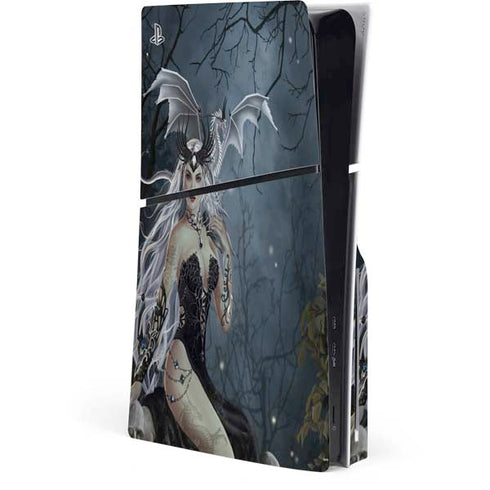 Gothic Queen with Silver Dragon by Nene Thomas PS5 Slim Disk Console Skin