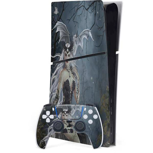 Gothic Queen with Silver Dragon by Nene Thomas PS5 Slim Digital Edition Console Skin