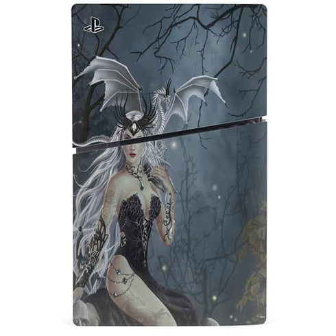 Gothic Queen with Silver Dragon by Nene Thomas PS5 Slim Digital Edition Console Skin