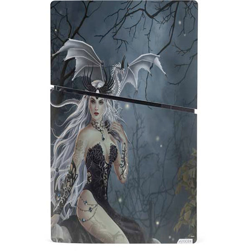 Gothic Queen with Silver Dragon by Nene Thomas PS5 Slim Digital Edition Console Skin