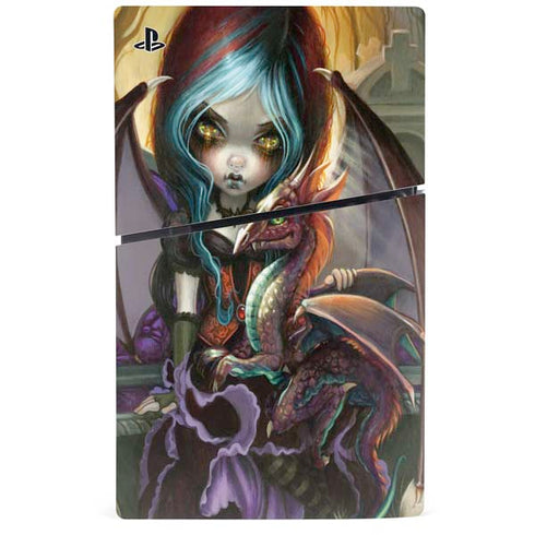 Gothic Vampire Fairy with Dragon & Skulls by Jasmine Becket-Griffith PS5 Slim Disk Bundle Skin