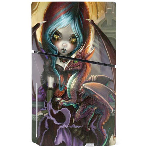 Gothic Vampire Fairy with Dragon & Skulls by Jasmine Becket-Griffith PS5 Slim Disk Bundle Skin