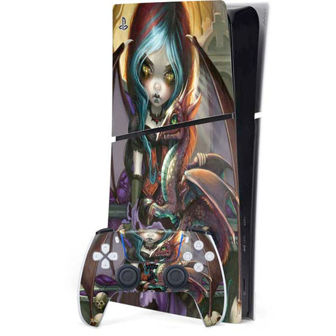 Gothic Vampire Fairy with Dragon & Skulls by Jasmine Becket-Griffith PS5 Slim Digital Edition Bundle Skin