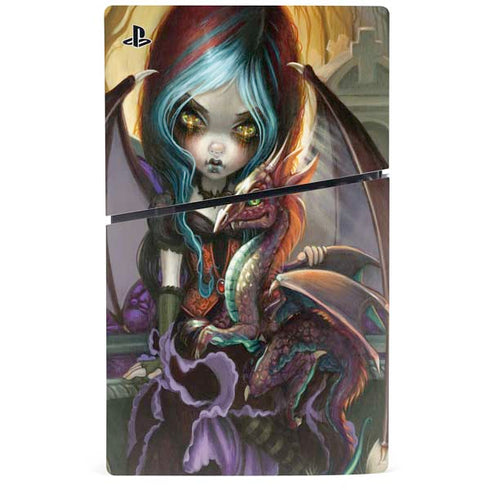 Gothic Vampire Fairy with Dragon & Skulls by Jasmine Becket-Griffith PS5 Slim Digital Edition Console Skin