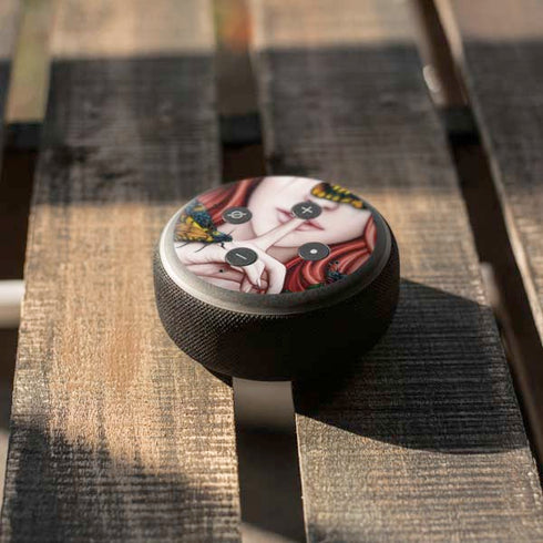 Gothic Woman and Death Moth Butterflies by Sarah Richter Amazon Echo Dot Skin