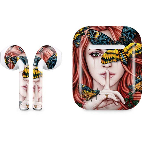Gothic Woman and Death Moth Butterflies by Sarah Richter Apple AirPods Skin