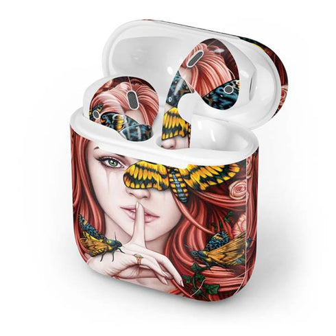 Gothic Woman and Death Moth Butterflies by Sarah Richter Apple AirPods Skin