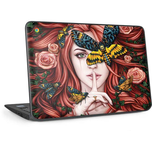 Gothic Woman and Death Moth Butterflies by Sarah Richter HP Chromebook Skin