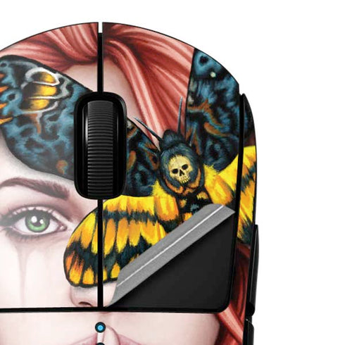 Gothic Woman and Death Moth Butterflies by Sarah Richter G Pro Wireless Gaming Mouse Skin