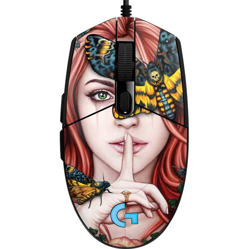 Gothic Woman and Death Moth Butterflies by Sarah Richter G203 Prodigy RGB Wired Gaming Mouse Skin