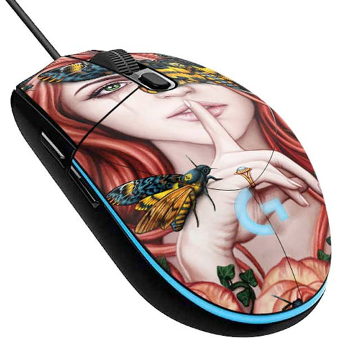 Gothic Woman and Death Moth Butterflies by Sarah Richter G203 Prodigy RGB Wired Gaming Mouse Skin