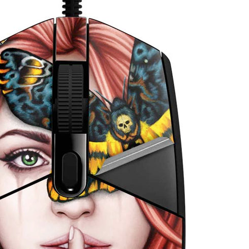 Gothic Woman and Death Moth Butterflies by Sarah Richter G203 Prodigy RGB Wired Gaming Mouse Skin