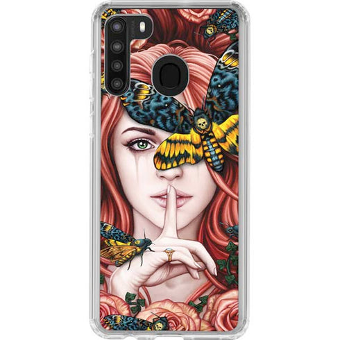 Gothic Woman and Death Moth Butterflies by Sarah Richter Galaxy A21 Clear Case