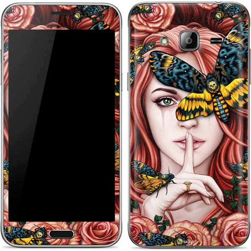Gothic Woman and Death Moth Butterflies by Sarah Richter Galaxy J3 Skin