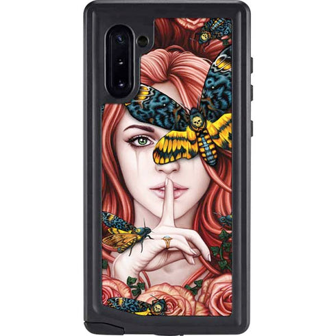 Gothic Woman and Death Moth Butterflies by Sarah Richter Galaxy Note 10 Waterproof Case