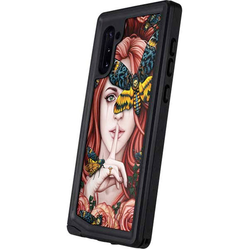 Gothic Woman and Death Moth Butterflies by Sarah Richter Galaxy Note 10 Waterproof Case