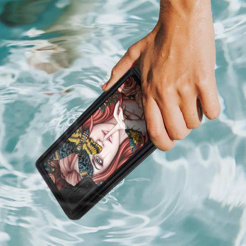 Gothic Woman and Death Moth Butterflies by Sarah Richter Galaxy Note 10 Waterproof Case