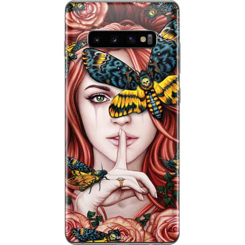 Gothic Woman and Death Moth Butterflies by Sarah Richter Galaxy S10 Plus Skin