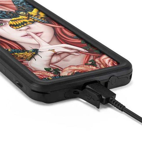 Gothic Woman and Death Moth Butterflies by Sarah Richter Galaxy S20 Waterproof Case