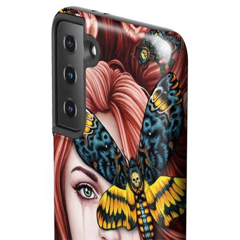 Gothic Woman and Death Moth Butterflies by Sarah Richter Galaxy S21 FE Pro Case