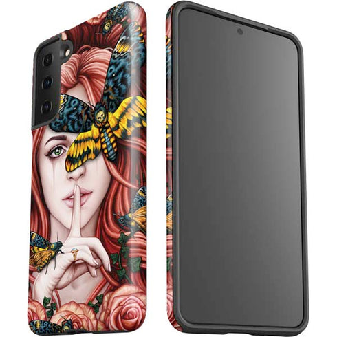Gothic Woman and Death Moth Butterflies by Sarah Richter Galaxy S21 FE Pro Case