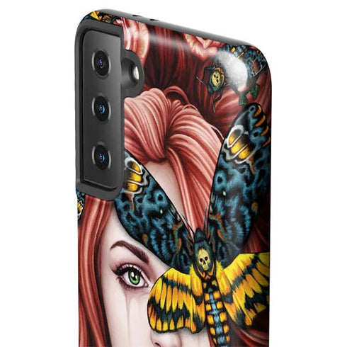Gothic Woman and Death Moth Butterflies by Sarah Richter Galaxy S21 Plus 5G Pro Case
