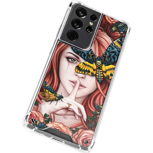 Gothic Woman and Death Moth Butterflies by Sarah Richter Galaxy S21 Ultra 5G Clear Case