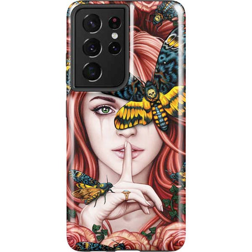 Gothic Woman and Death Moth Butterflies by Sarah Richter Galaxy S21 Ultra 5G Pro Case