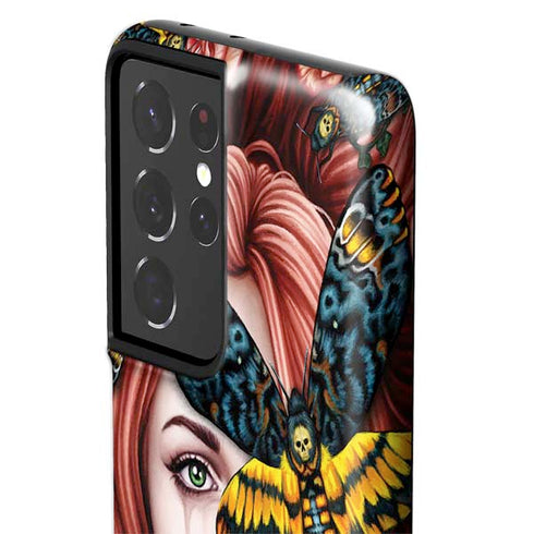 Gothic Woman and Death Moth Butterflies by Sarah Richter Galaxy S21 Ultra 5G Pro Case