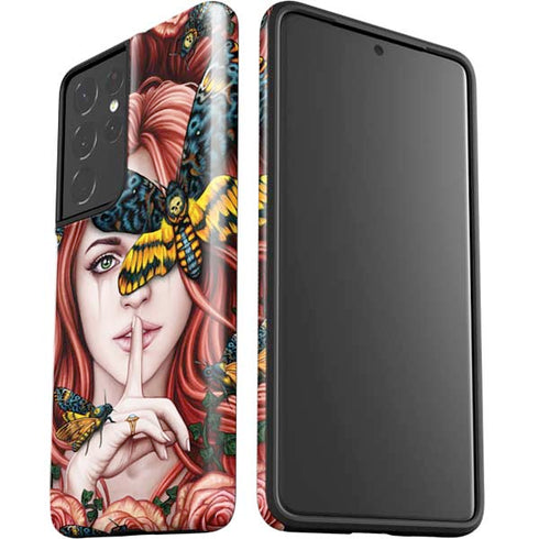Gothic Woman and Death Moth Butterflies by Sarah Richter Galaxy S21 Ultra 5G Pro Case