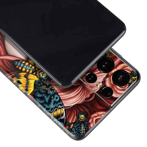 Gothic Woman and Death Moth Butterflies by Sarah Richter Galaxy S21 Ultra 5G Skin