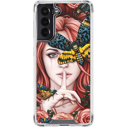 Gothic Woman and Death Moth Butterflies by Sarah Richter Galaxy S22 Clear Case