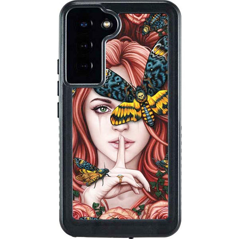 Gothic Woman and Death Moth Butterflies by Sarah Richter Galaxy S23 Plus Waterproof Case