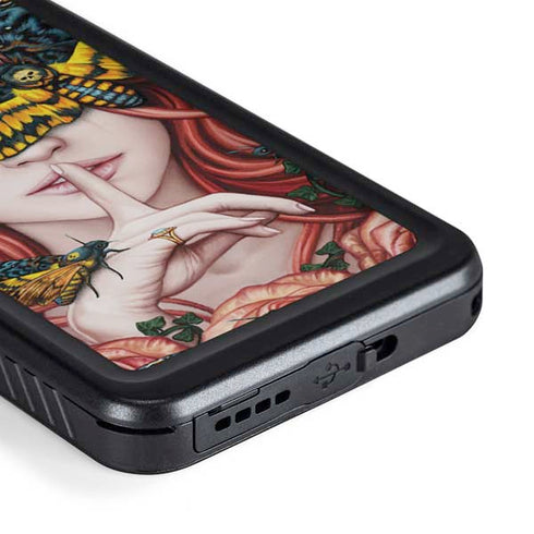 Gothic Woman and Death Moth Butterflies by Sarah Richter Galaxy S23 Waterproof Case