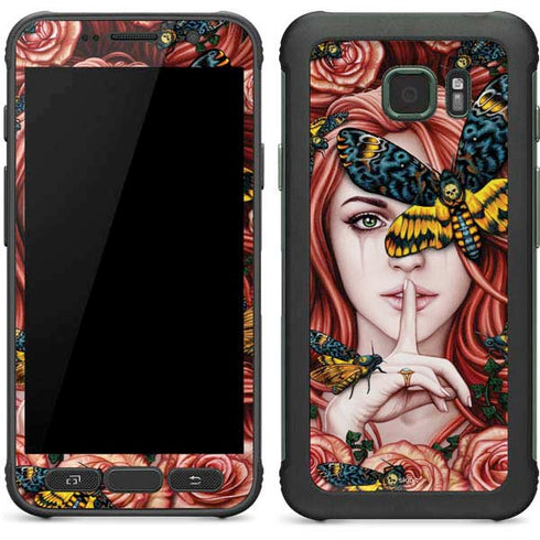 Gothic Woman and Death Moth Butterflies by Sarah Richter Galaxy S7 Active Skin