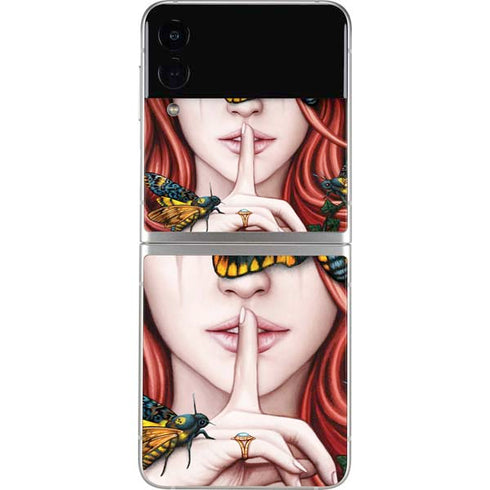 Gothic Woman and Death Moth Butterflies by Sarah Richter Galaxy Z Flip3 5G Skin