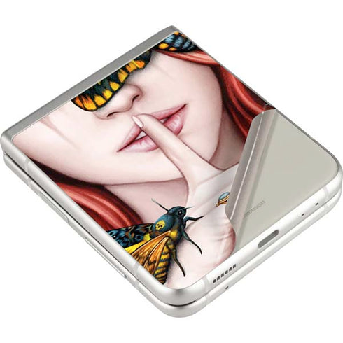 Gothic Woman and Death Moth Butterflies by Sarah Richter Galaxy Z Flip3 5G Skin