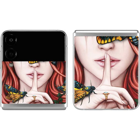 Gothic Woman and Death Moth Butterflies by Sarah Richter Galaxy Z Flip4 5G Skin